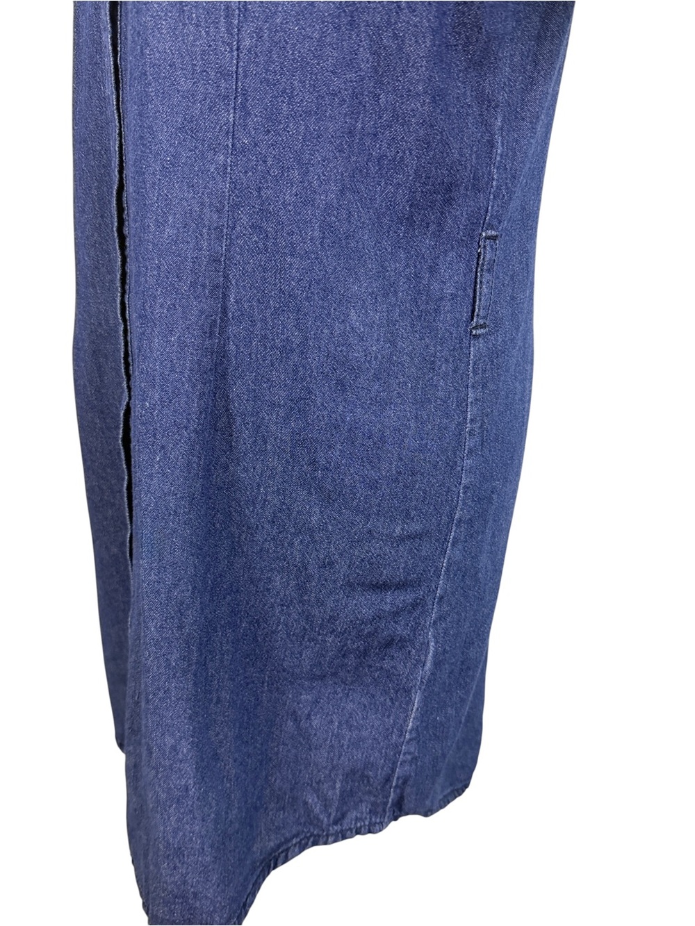 Derek Heart Denim Tunic Dress L 100% Cotton Button Front Roll Tab - Picture 7 of 10